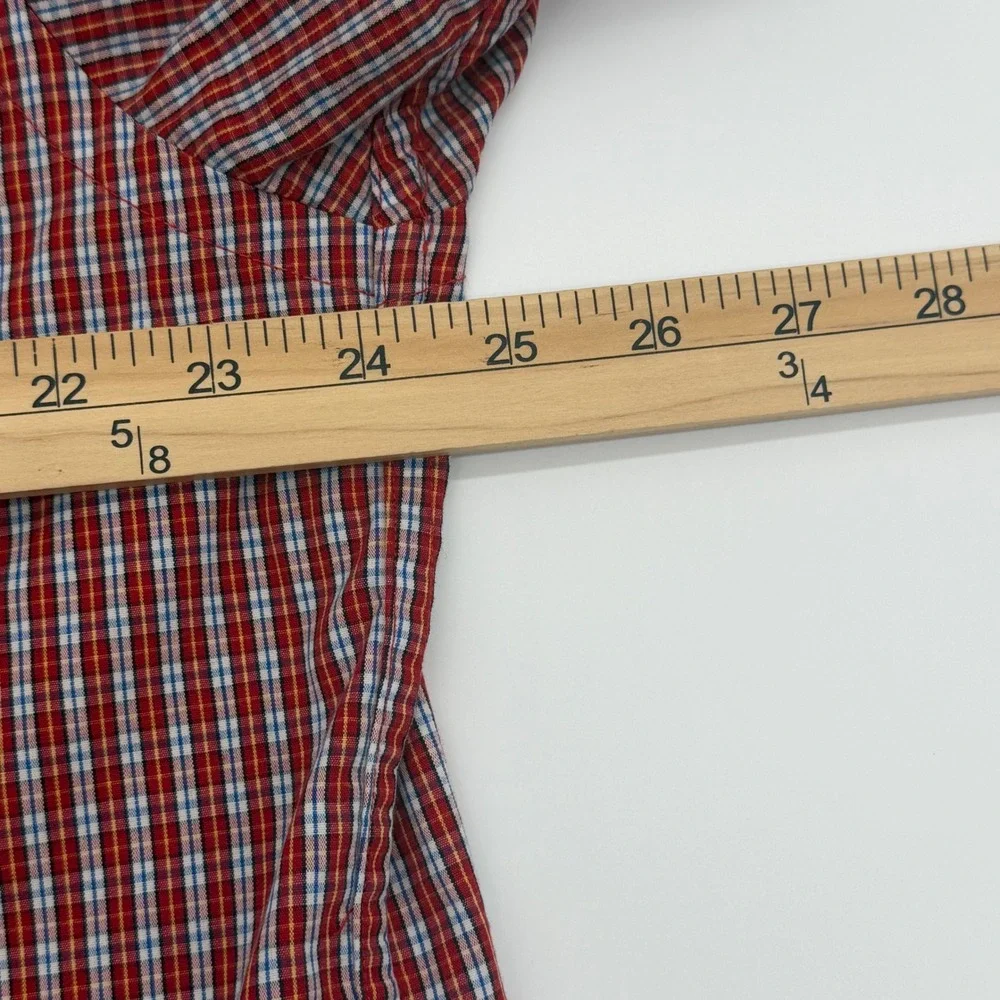 Abercrombie & Fitch Muscle Fit Plaid Short Sleeve Button Down Shirt Red XL